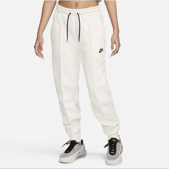 Nike Sportswear Tech Fleece Mid-Rise Joggers Ivory Women's Medium T FB8330-110 - Picture 2 of 14
